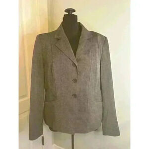 Vintage David N Womens 14 Grey Structured Satin‎ Lined 3 Button w Pockets Blazer